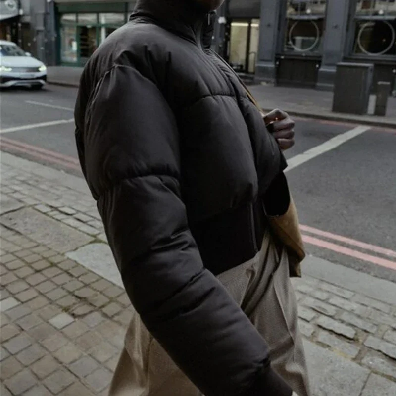 

Женская куртка на хлопковой подкладке, утепленный воротник-стойка, свободное теплое зимнее пальто, женская верхняя одежда, куртка, модные топы, пальто, уличная одежда