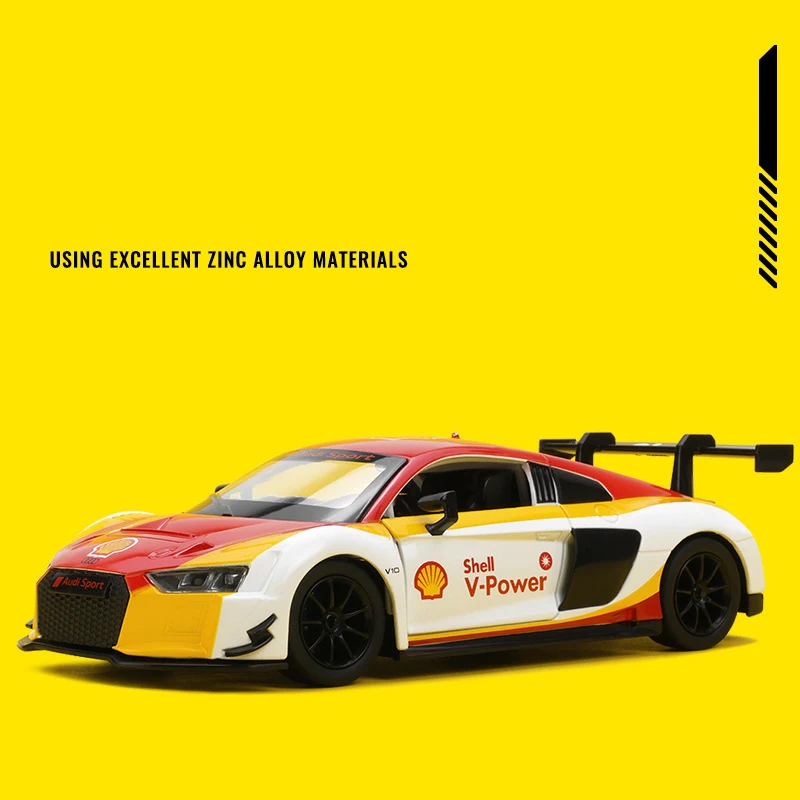 1:24 bmw m4 gt3 escudo audi r8 lms escudo liga modelo de carro som e luz puxar para trás brinquedo das crianças colecionáveis presente aniversário