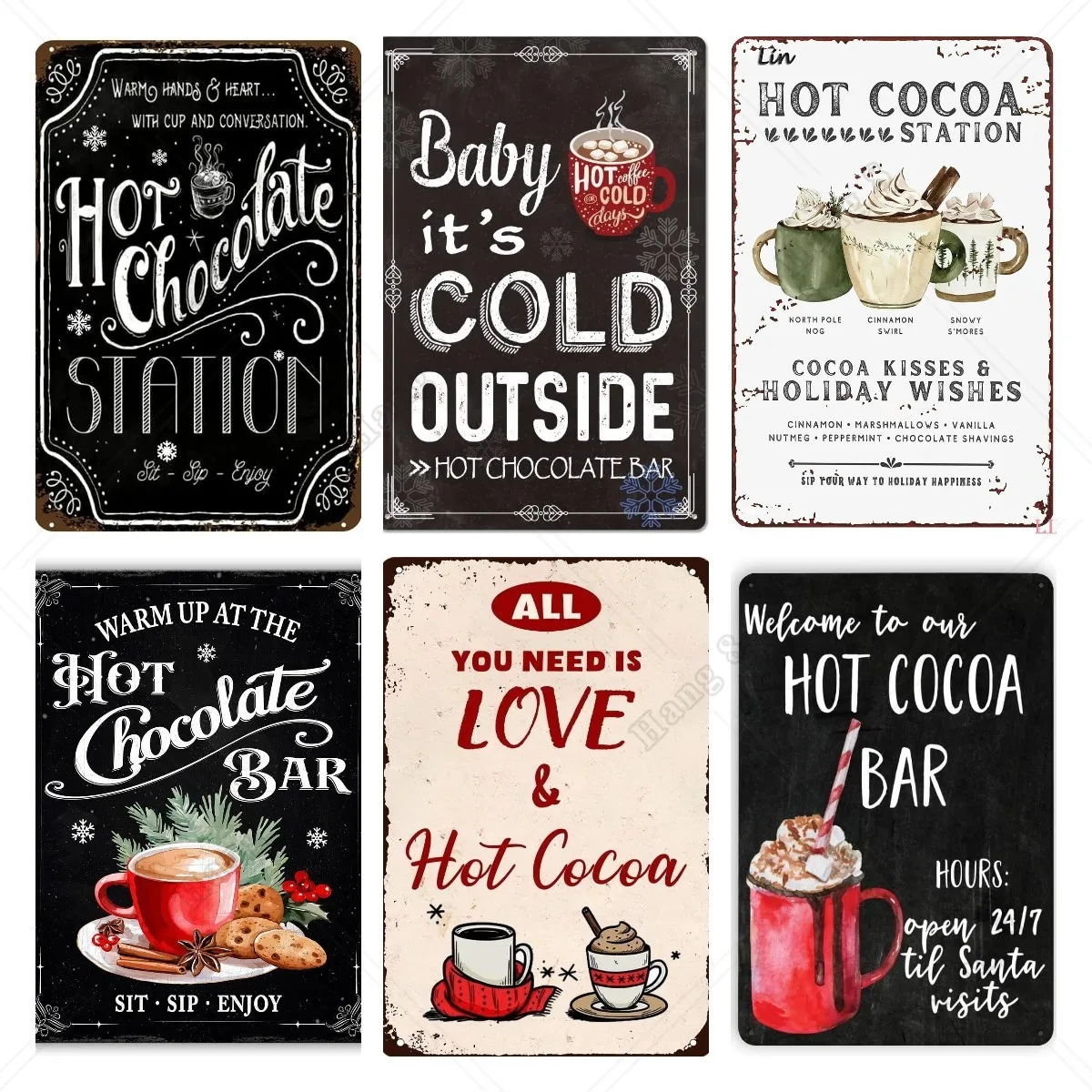 

Жестяной металлический знак темный фон горячий шоколад станция какао украшение металлический налет для бара кафе ресторана сада 8x12 дюймов