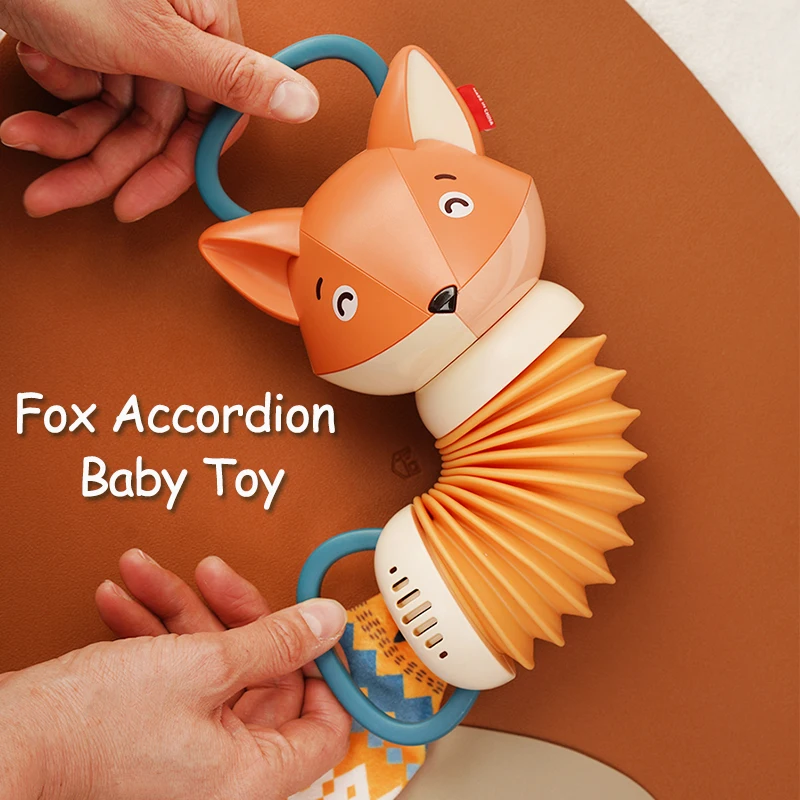 Fox Acordeão Brinquedos Educativos Do Bebê Animal Dos Desenhos Animados Acordeão Bug Criança Educação Precoce Música Aprendizagem Brinquedo para Menino Menina Presente