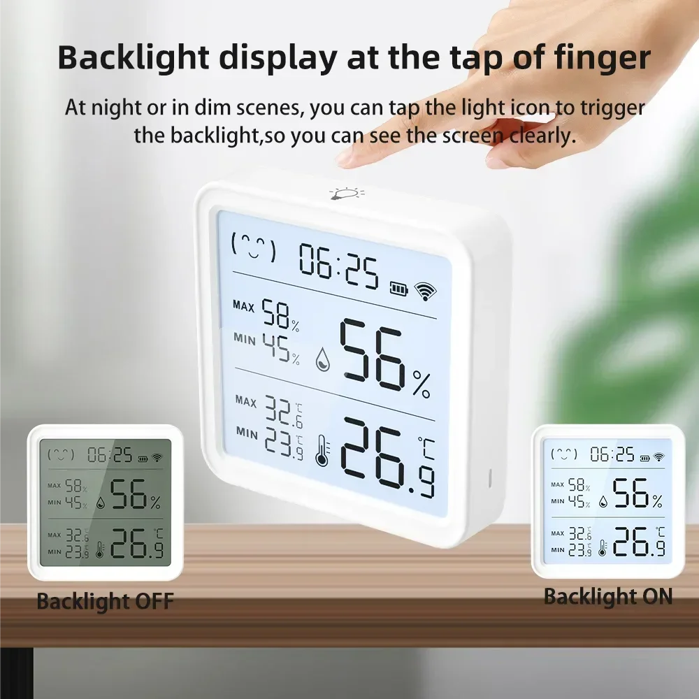 Tuya WiFi Temperature Humidity Sensor For Smart Home Backlight Hygrometer Thermometer Compatible Bluetooth APP Remote Control