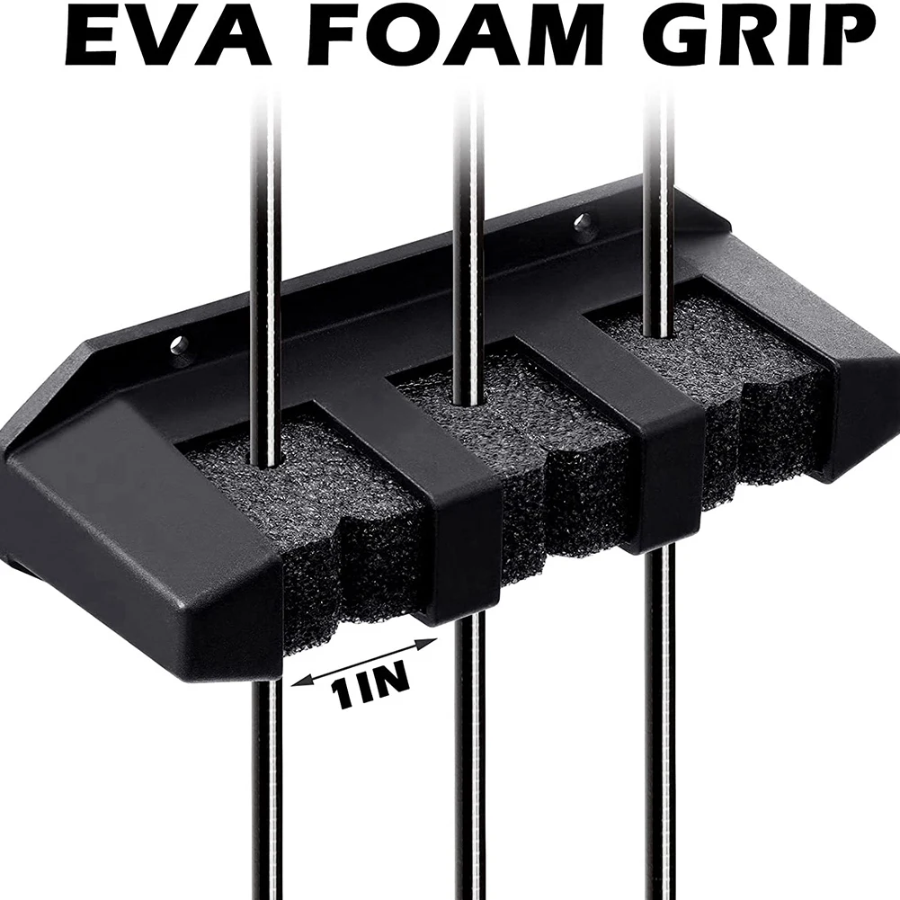 A20F-Fishing Rod Holder 1 Pair Wall Mount Fishing Rod Rack Black Horizontal Rod Holder 7.8 Inch Garage Fishing Pole Holder