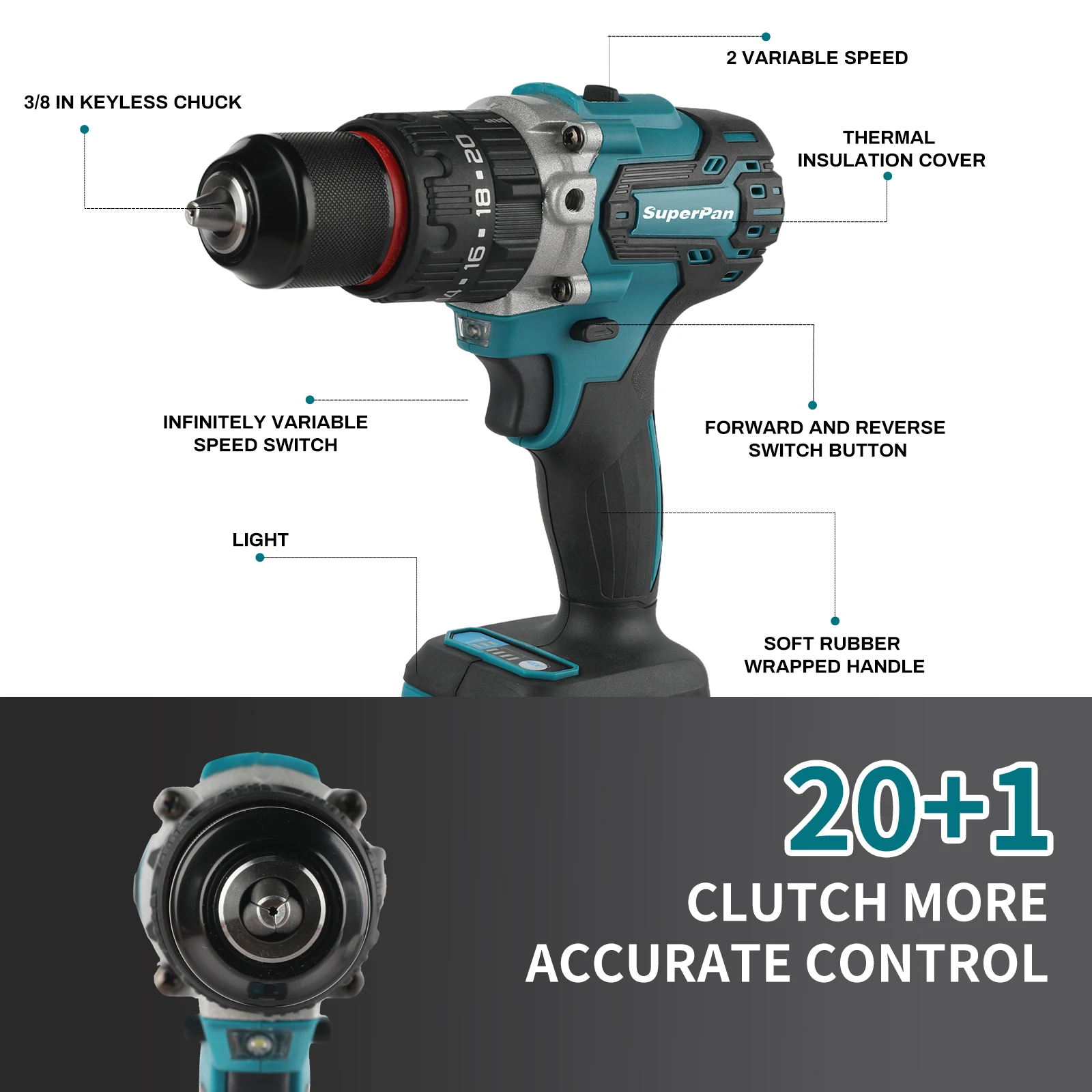 

Brushless Lithium Drill Screwdriver SuperpanDDF487 , Electric Driver for Makita 18V Battery pin, Portable Home Repair Tool