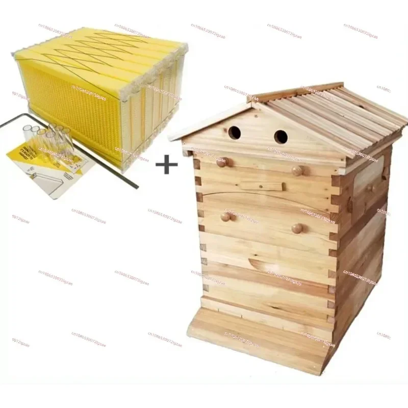 Boiled Wax Fir Beehives Wood Automatic Self-Flowing Honey Bee Hive & 7 Auto Frames Apiculture Beekeeping Equipment Tool Beehive