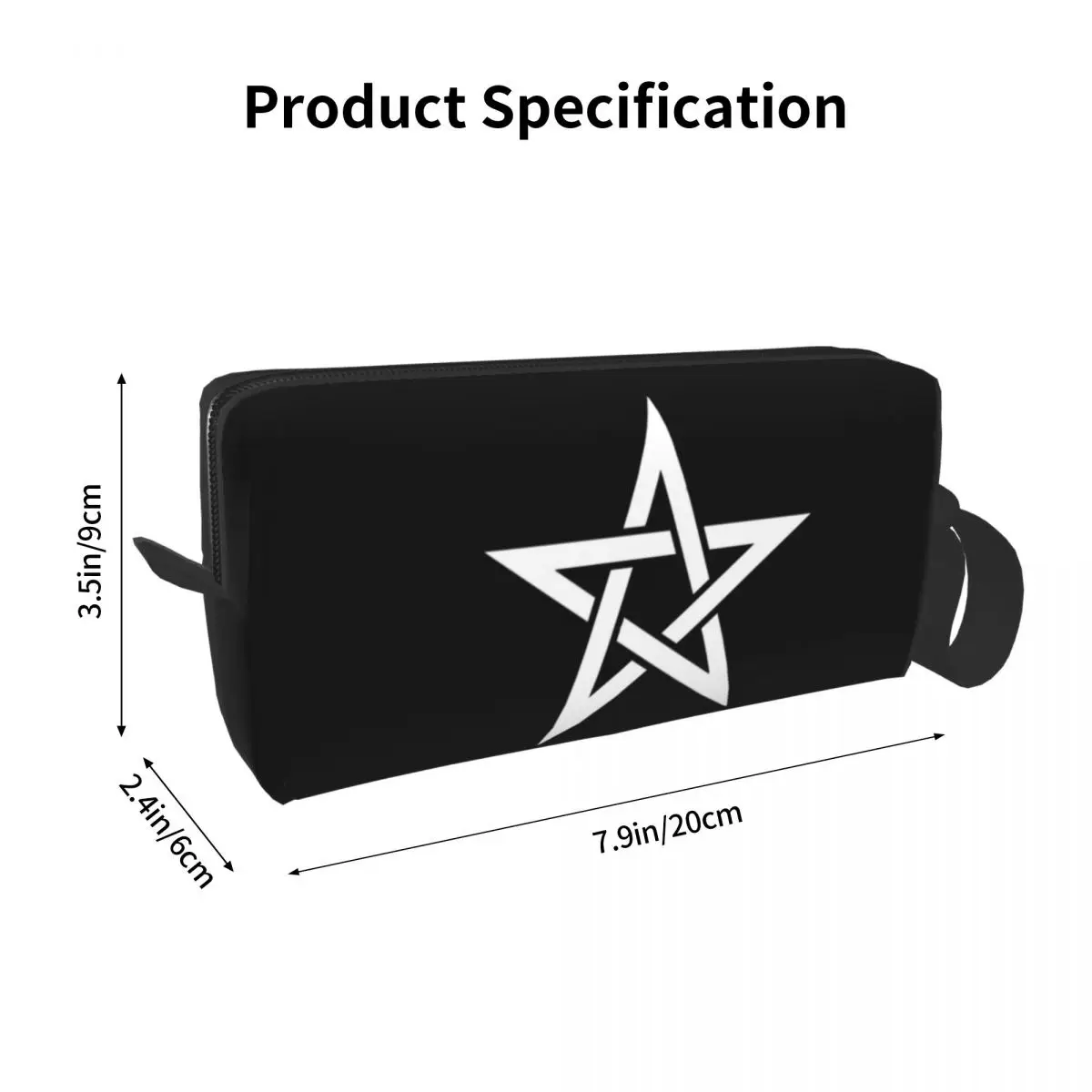 White Upright Pentacle Pentagram Witchcraft And Wicca Makeup BagToiletry Cosmetic Bag for Women Beauty Travel Pencil Case