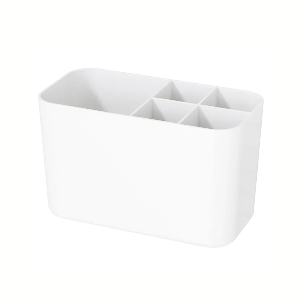 

Plastic 5 Slots Toothbrush Organizer Wall Mounted Drainable Toothbrush Holder with Divider Space Saving Toothpaste Holder