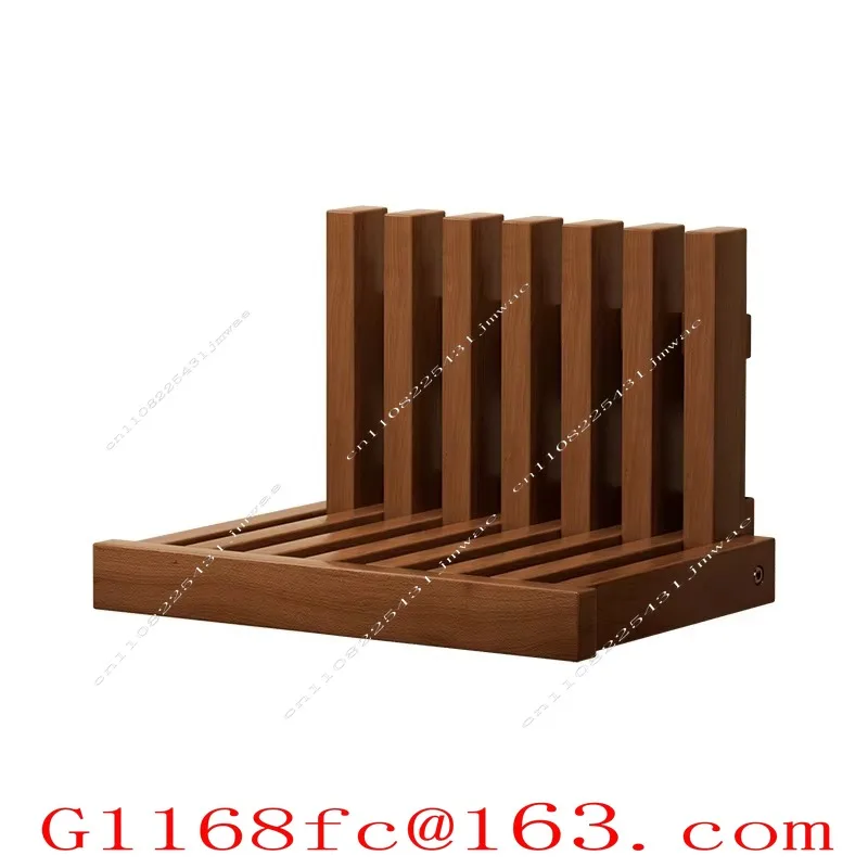Wall-mounted Folding Stool, Floating Bedside Solid Wood Storage Shelf, Alternative To Nightstand