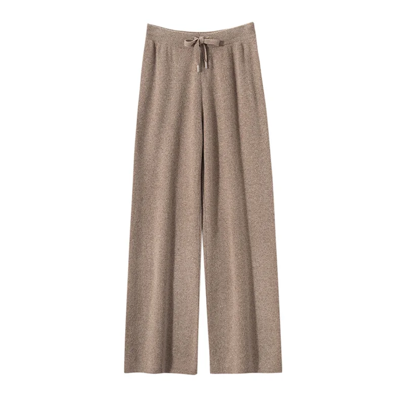 DjzDsmWomen's cashmere pants 100% Merino wool broadfoot pants Women's knit loose knit pants Fall/Winter 2024 women's thick pants