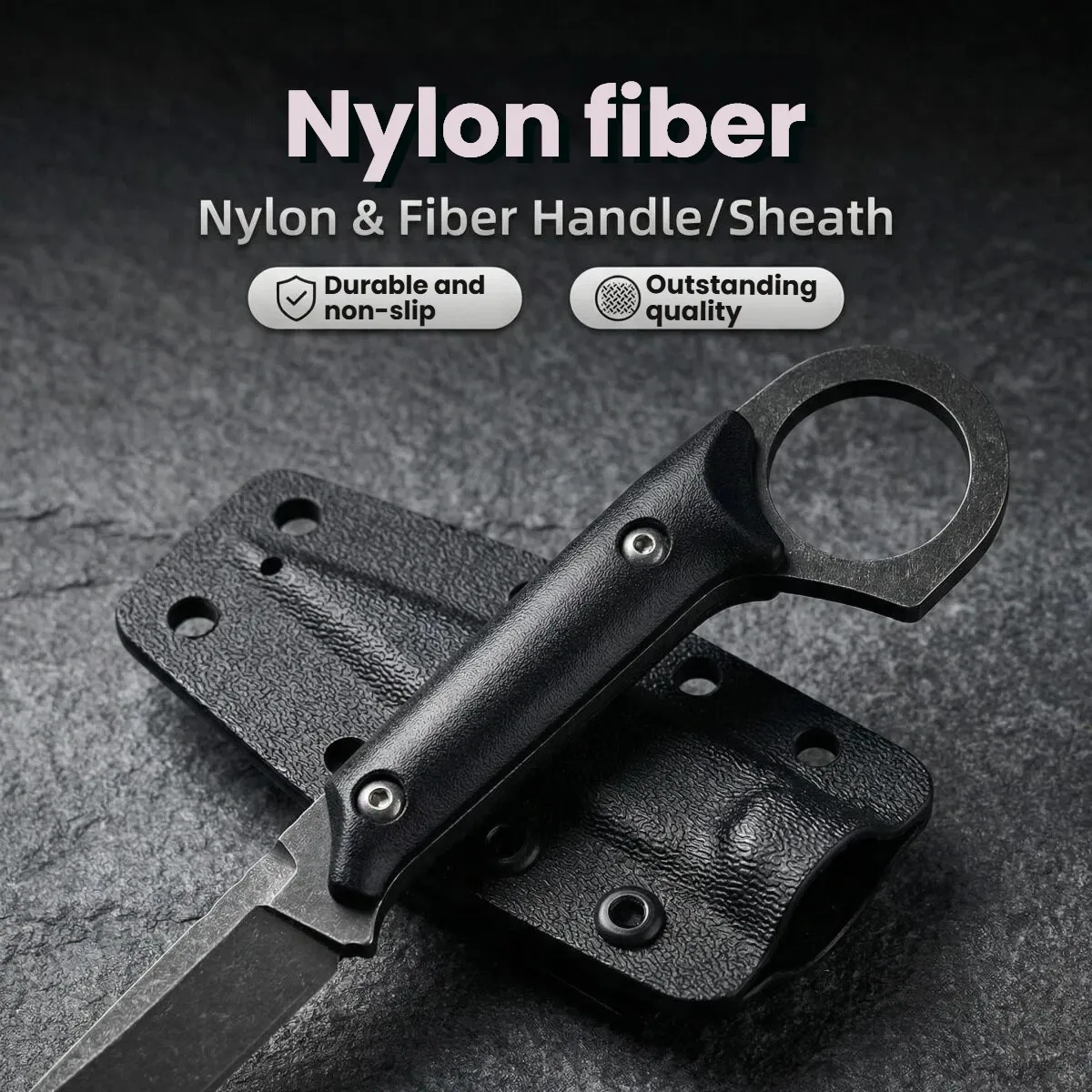 Fixed Blade Straight Knife Black Portable Stainless Steel Outdoor Knife G10 Fixed Blade Camping Hunting Survival Knife +K Sheath - view 2