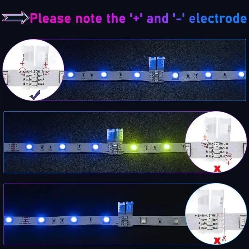 RGB RGBW LED Connector 5pin 10mm 2pin 4pin Free Soldering Connector for 5050 3528 LED Single Color RGB RGBWW Strip Light