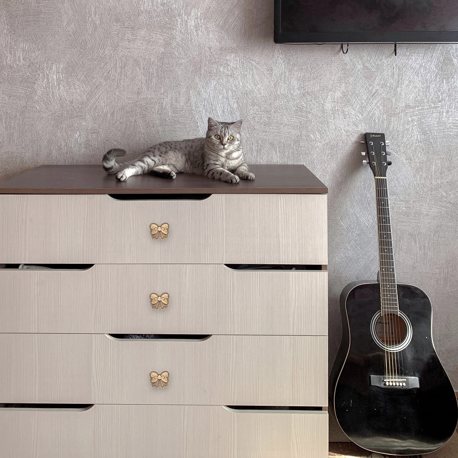 

Bow Shape Brass Cabinet Knobs Decorative Pull Handles For Wardrobes Drawers Dressers Furniture Hardware Vintage Style