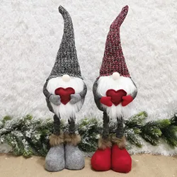 New Christmas Decoration Knitted Red Gray Love Knitted Telescopic Doll Nordic Style Elves Valentine's Day Decorations