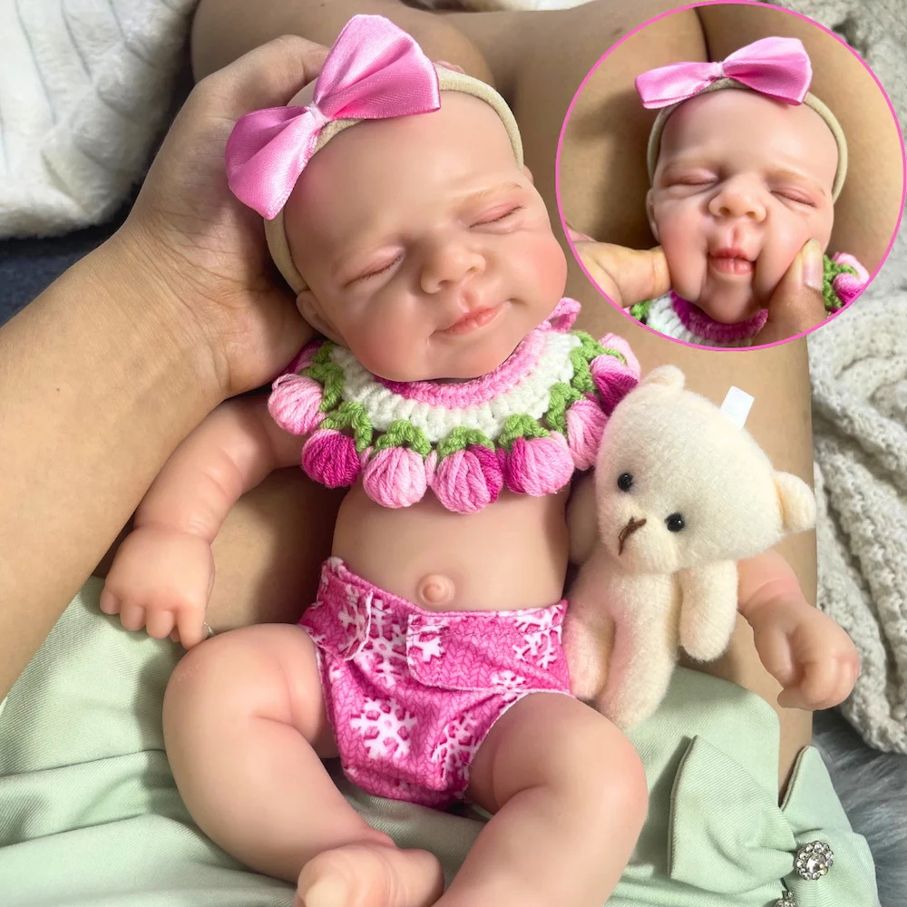 Mini 13 Polegada adorável pascale menina sólida silicone reborn bebê boneca lavável corpo macio silicone boneca brinquedo aniversário presente de natal