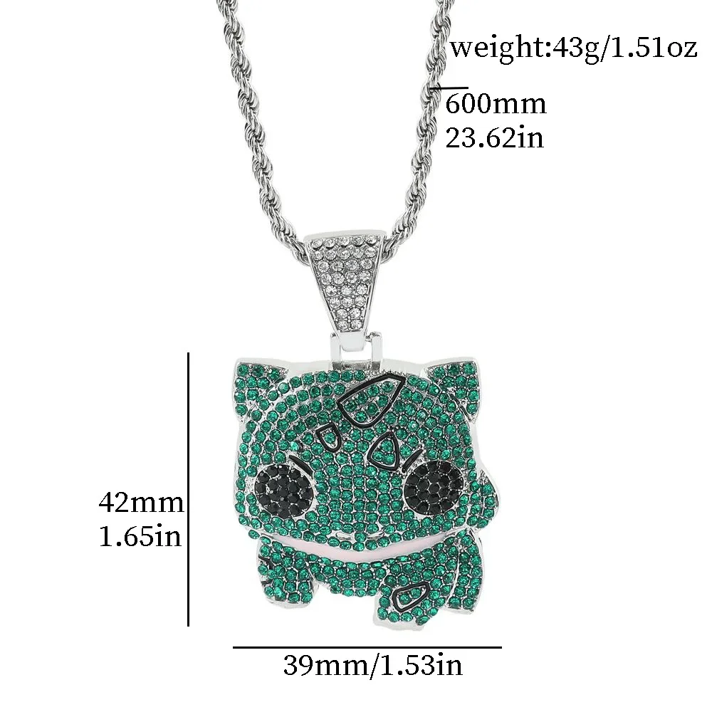

Anime Characters Bulbasaur Charmander Diamond Pendant Necklace Stylish Accessories for Students Children's Day Gift