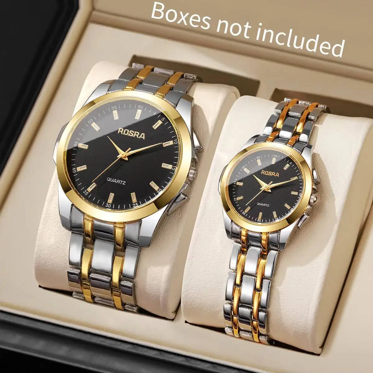 Set Jam Tangan Pasangan Modis 2 Buah Jam Tangan Bisnis Pria Mewah Jam Tangan Kuarsa Wanita Hadiah Jam (Tanpa Kotak)