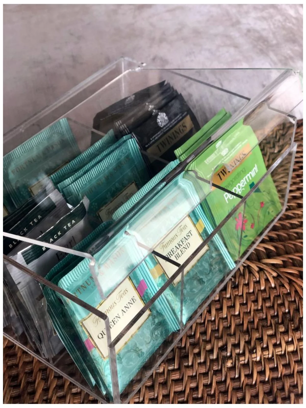 Transparan 6 Sel Organizer Teh Multifungsi Penggunaan Kualitas Tinggi Keras dan Kuat Bahan Peralatan Rumah Alat Dapur