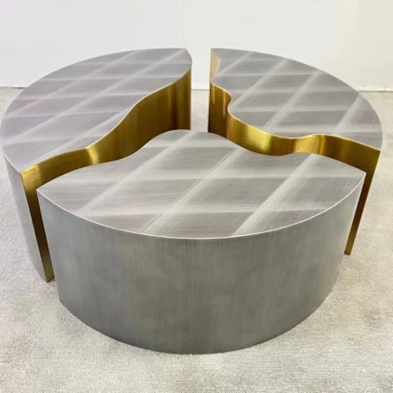 Table basse argent or de forme spéciale en acier inoxydable