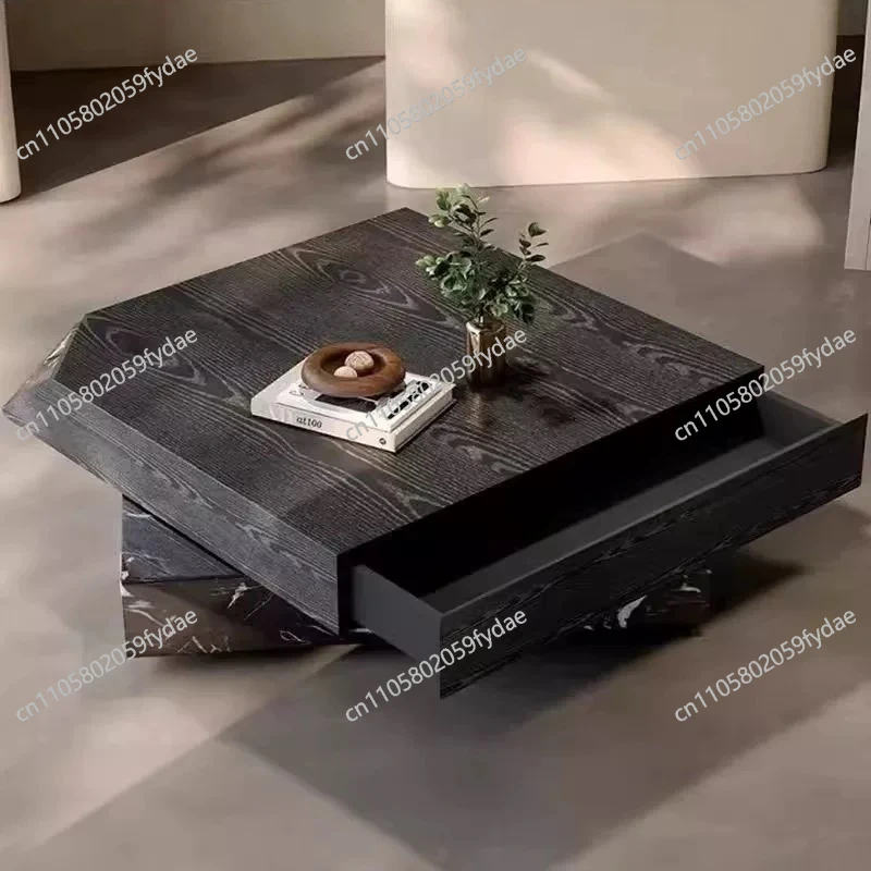 Coffee Table - Italian Gold Marble, Minimalist Contemporary for Luxury Apartments