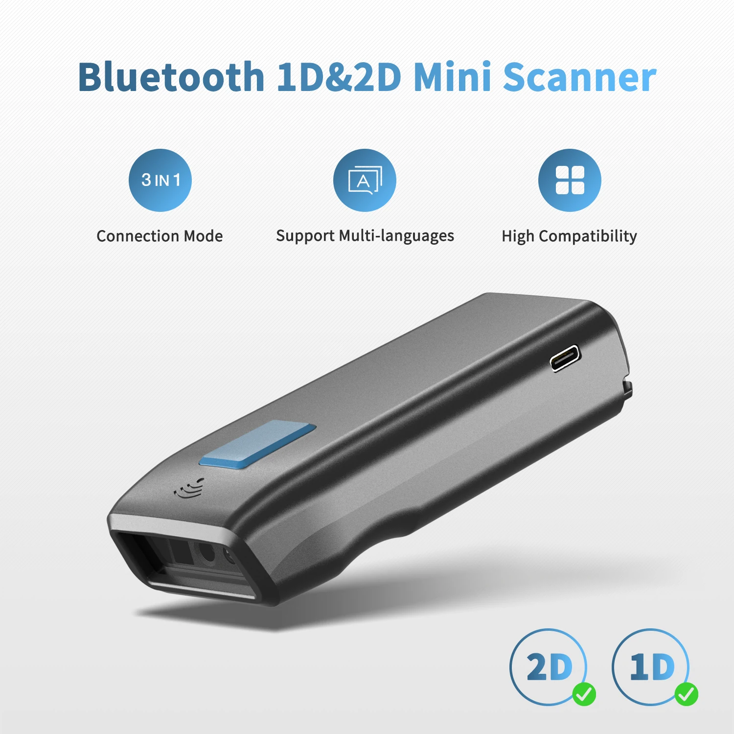 NETUM Z2 Wireless QR Barcode Scanner and Blueooth Wire 2D Barcode Reader PDF417 Automatic Sensing for Pos Scanning