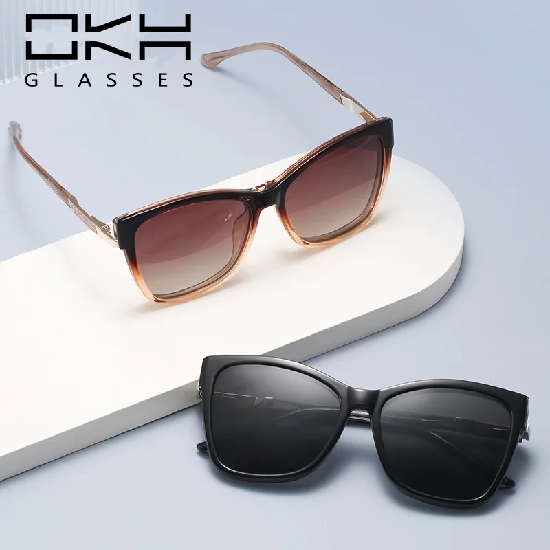 OKH Fashion TR90 Magnetic Clip-on Polarized Sunglasses Women Customizable Myopia Sunglasses Prescription Reading Glasses for Men
