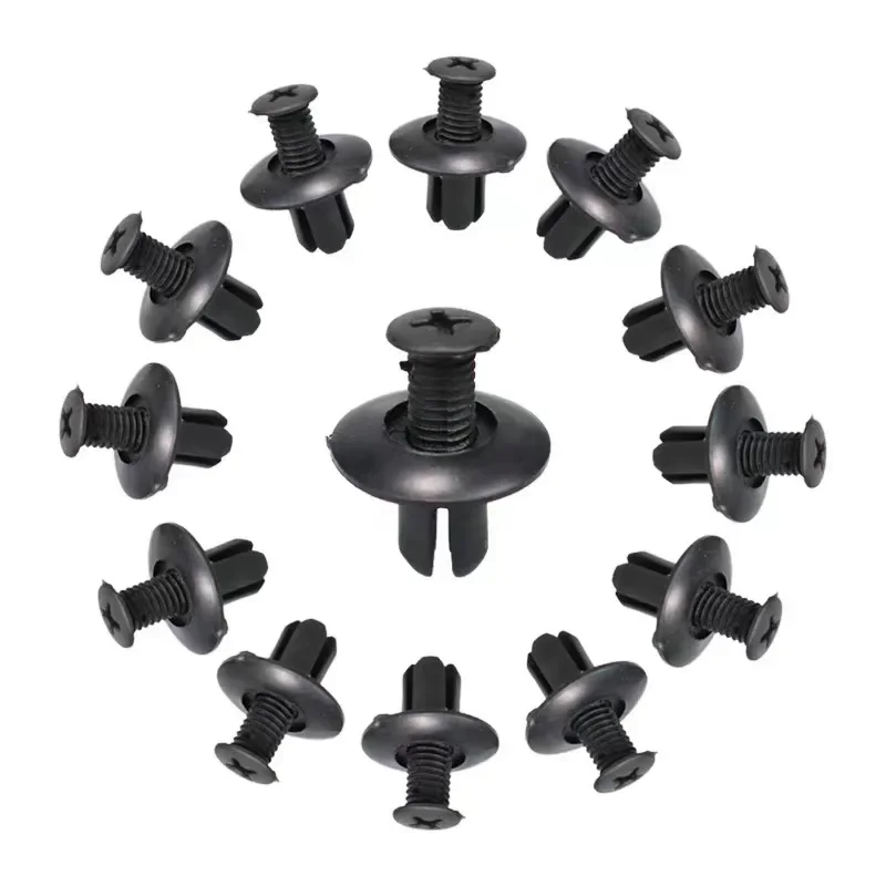 10/100pcs 6mm Plastic Rivets Fasteners Screw Car Bumper Fender Black Rivet Car Fastener Clips for Toyota Focus Kia Nissan Yamaha