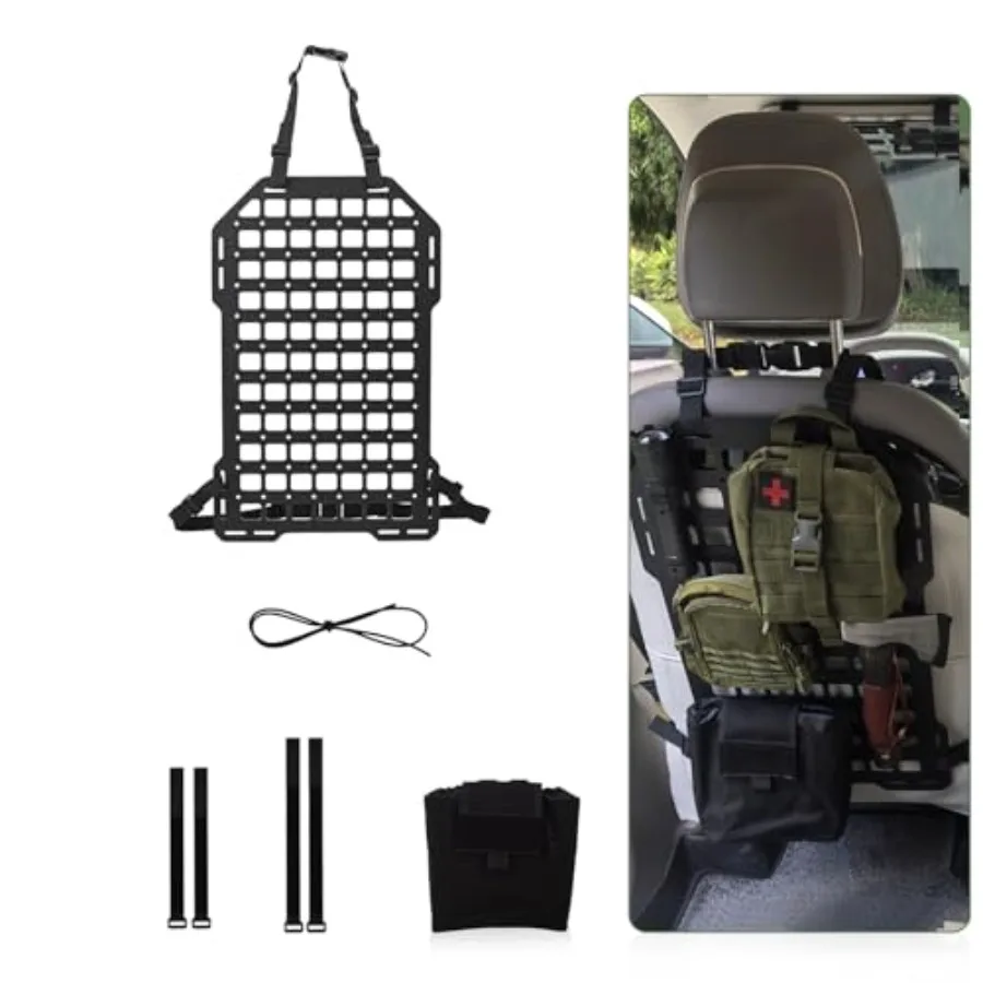 

Tactical Car Seat Back Organizer, Rigid Molle Panel for Truck, ABS Engineering Material Molle Seat Back Organizer with Utility