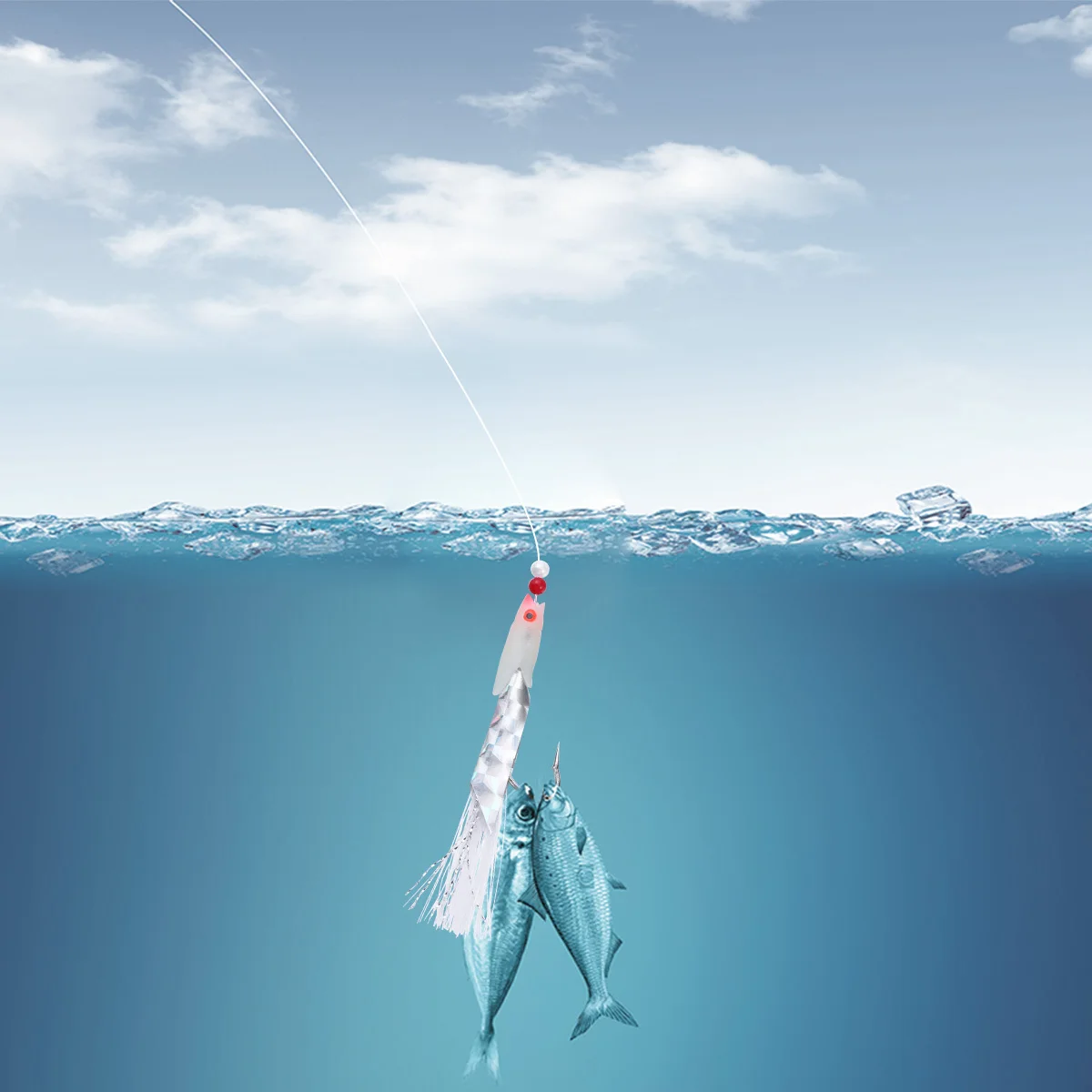 

10Pcs Simulated Fish Skin Hooks Large Reusable Rustproof Barbed Fishing Lures Bait Tackle for Bass Trout Walleye Redfish