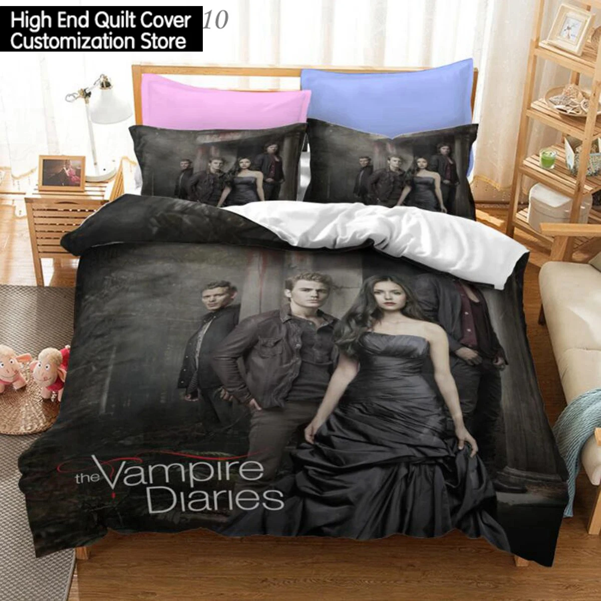 The Vampire Diaries Print Bedding Set 3D Character Duvet Cover Set With Pillowcase Twin Full Queen King Bedclothes