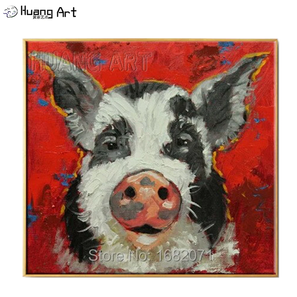 Cheapest Price Wholesale High Quality Abstract Pig Head Oil Painting On Canvas Kitchen Room Oil Painting Decoration Animal Pig