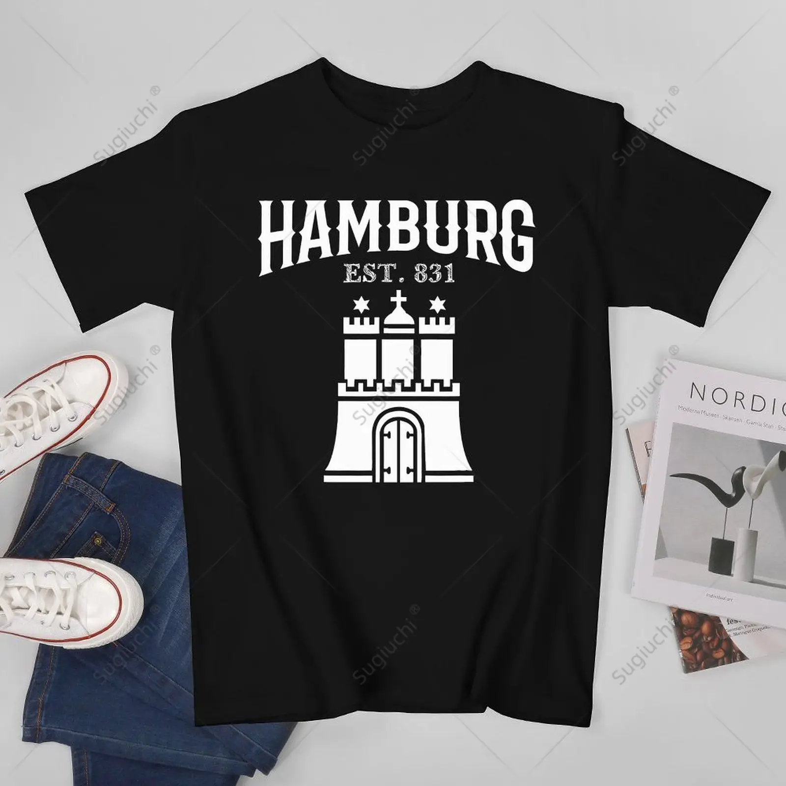 Unisex Men Hamburg Germany Deutschland Flag Coat of Arms Tshirt Tees T Shirts Women Boys 100% Cotton T-Shirt