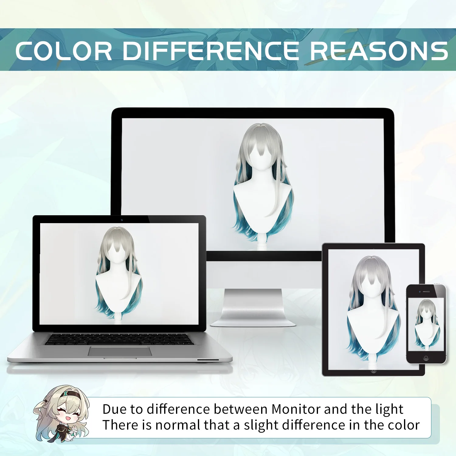 شعر مستعار تأثيري كوس اليراع طويل أنيمي لعبة شعر مستعار أومبير رمادي-أزرق شعر مستعار اصطناعي مع الانفجارات شعر مستعار تأثيري امرأة أنيمي شعر مستعار تأثيري مخزن