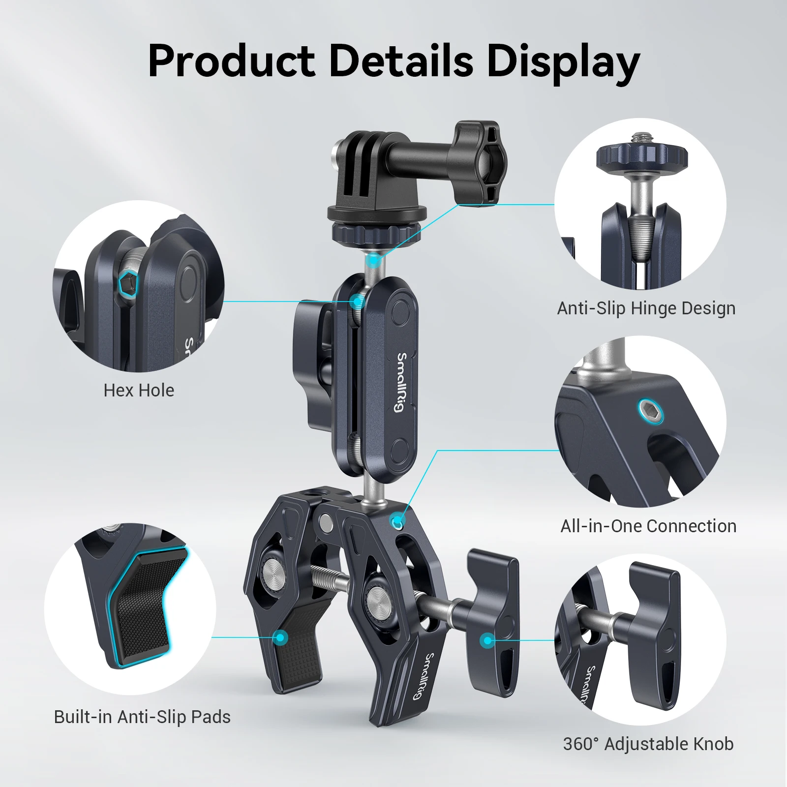 SmallRig Aluminum Super Clamp with Double Ball Head Magic Arm 1/4\