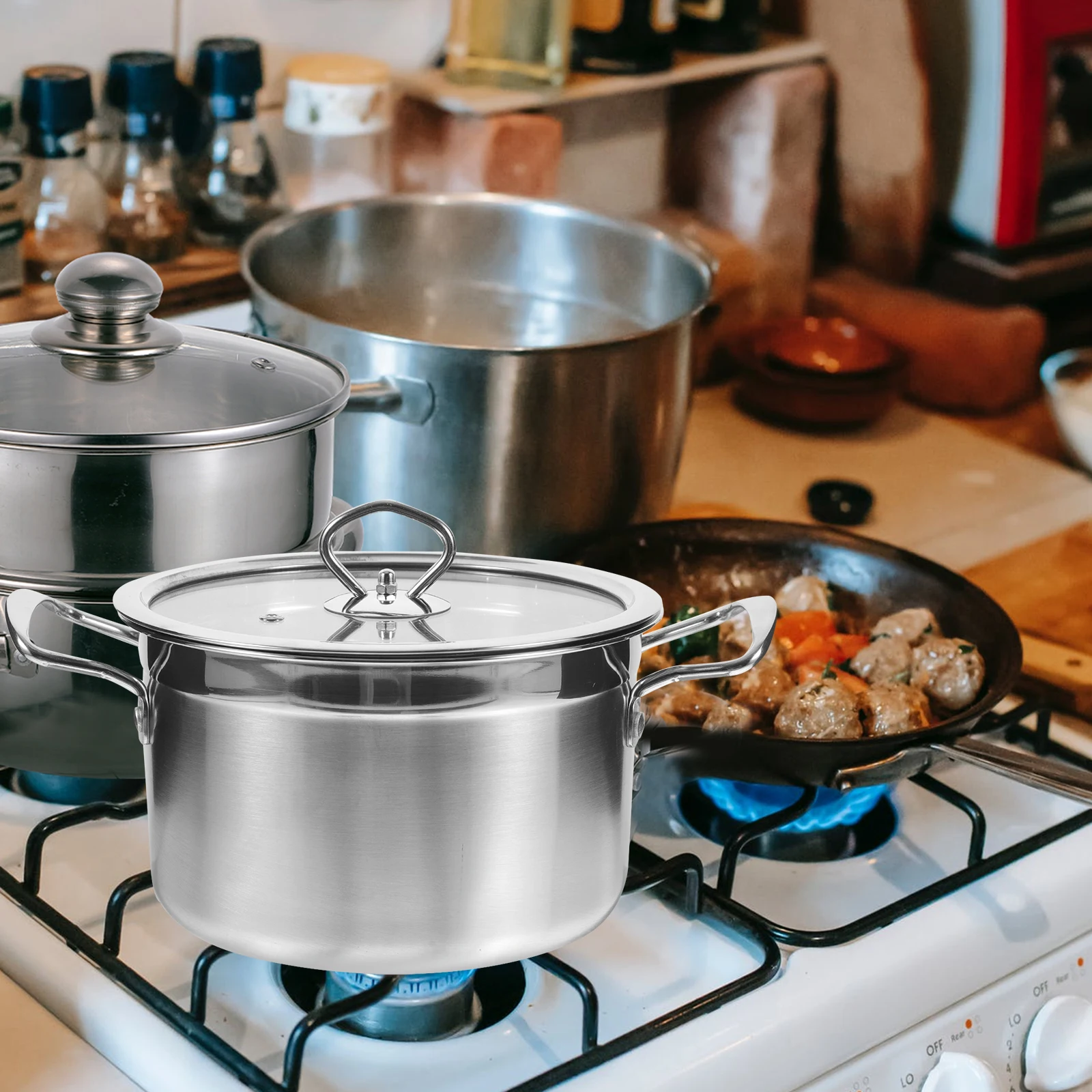 

Stainless Steel Soup Pot with Lid Deep Large Cooking Pot for Stock Kitchen Use Non-magnetic 12L 10L 8L 6L 4L 2L