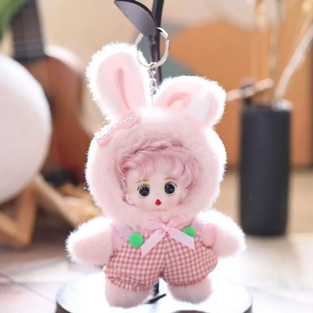15 cm süße Plüschpuppe Schlüsselanhänger mit Vinylgesicht weiche Kawaii Puppe Desktop Ornament Rucksack Anhänger Kinder Überraschungsgeschenke