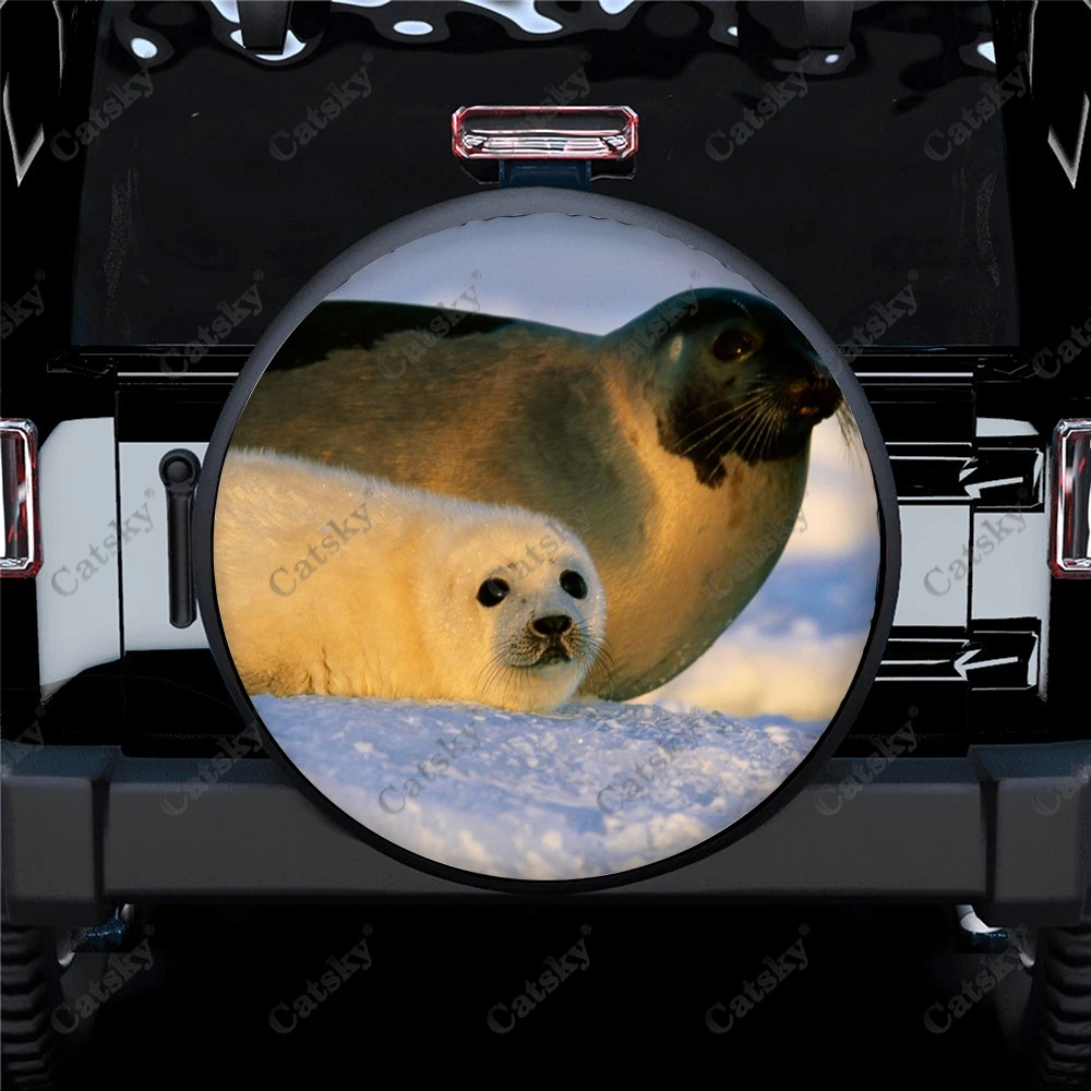 harp seal animal Car Tire Cover Father's Gift Auto Parts Spare Tire Cover Personalized Camper Tire Cover