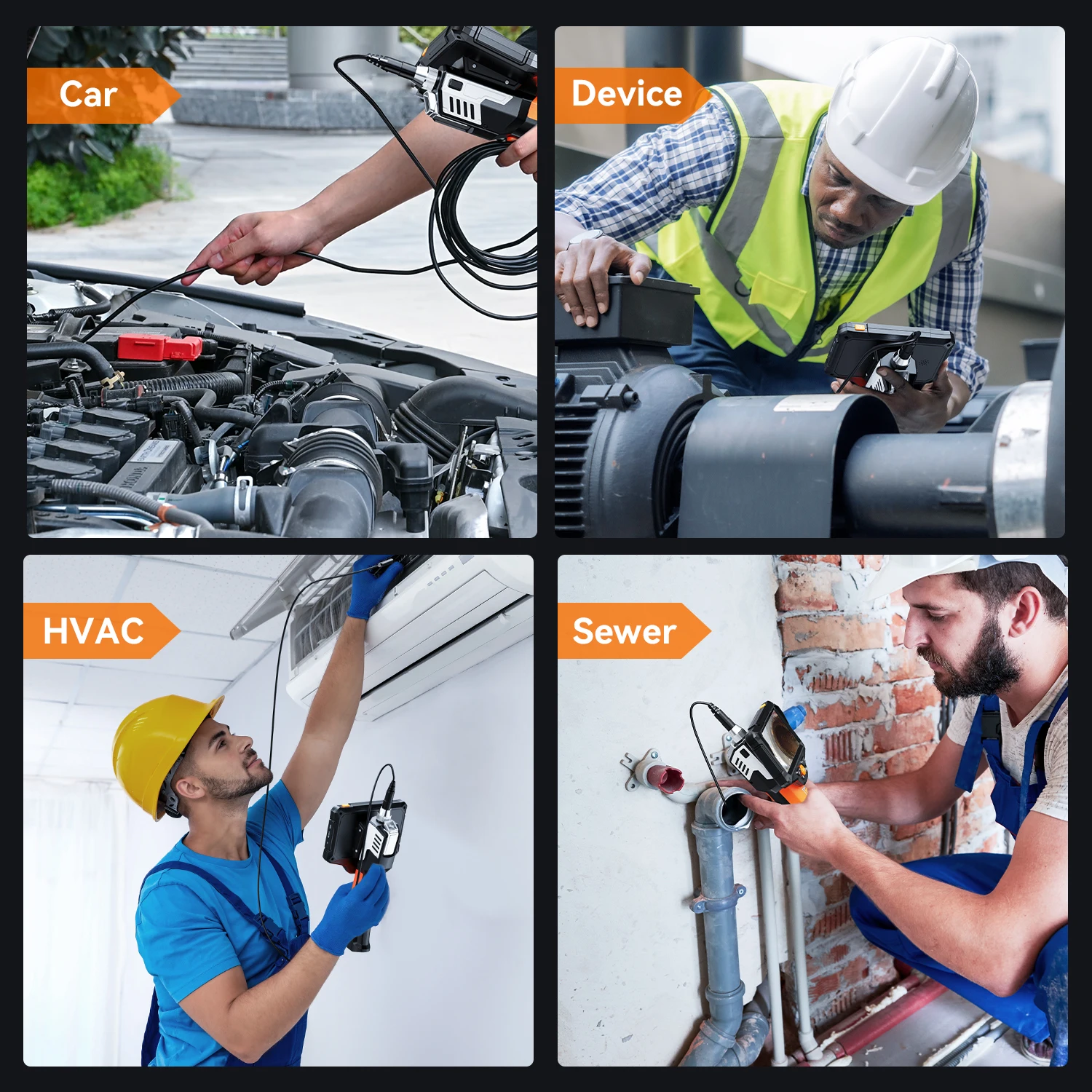 卸売 フルHD 下水道管検査ビデオカメラ修理ツール ボアスコープ ポータブル 2MP 5インチスクリーン 8mm リジッド工業用内視鏡