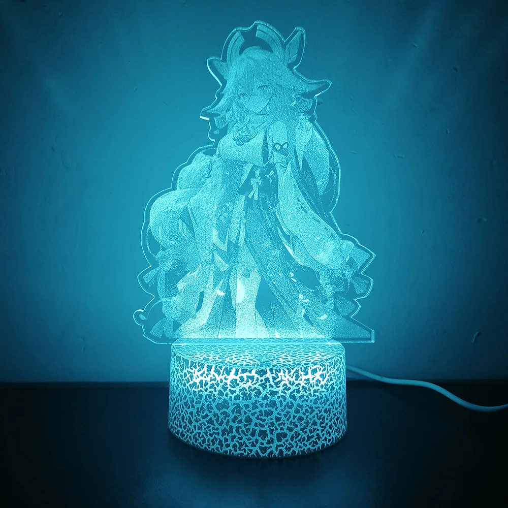 Genshin Impact Figure Yae Miko 3d Led Lamp For Bedroom Custom Hero Write Name Night Lights Gaming Room Decor Brithday Gift