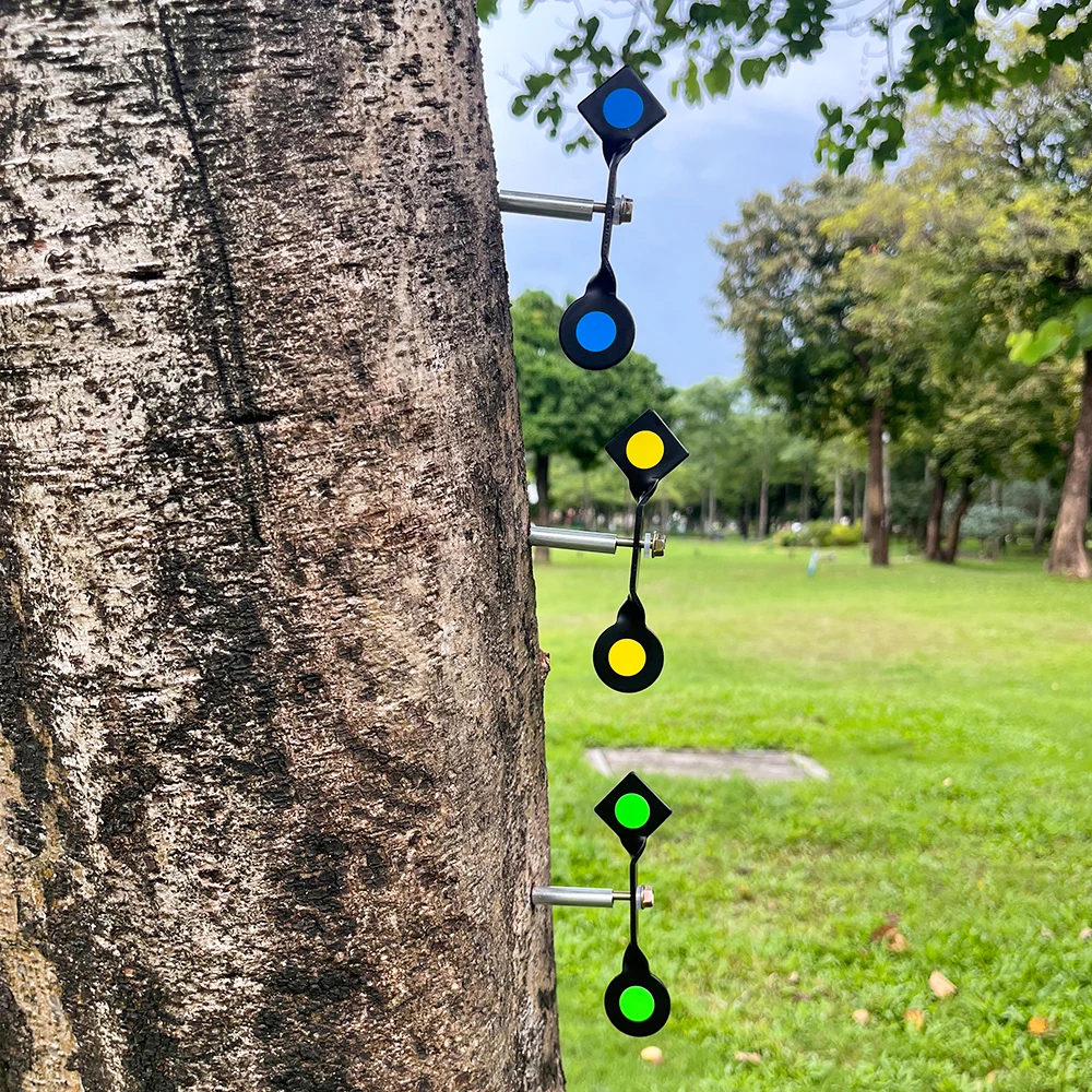 Hunting and Shooting Steel Plinking Spinner Target Three Colors Option Yellow Blue Green Stickers Simple Pack Slingshot Airgun