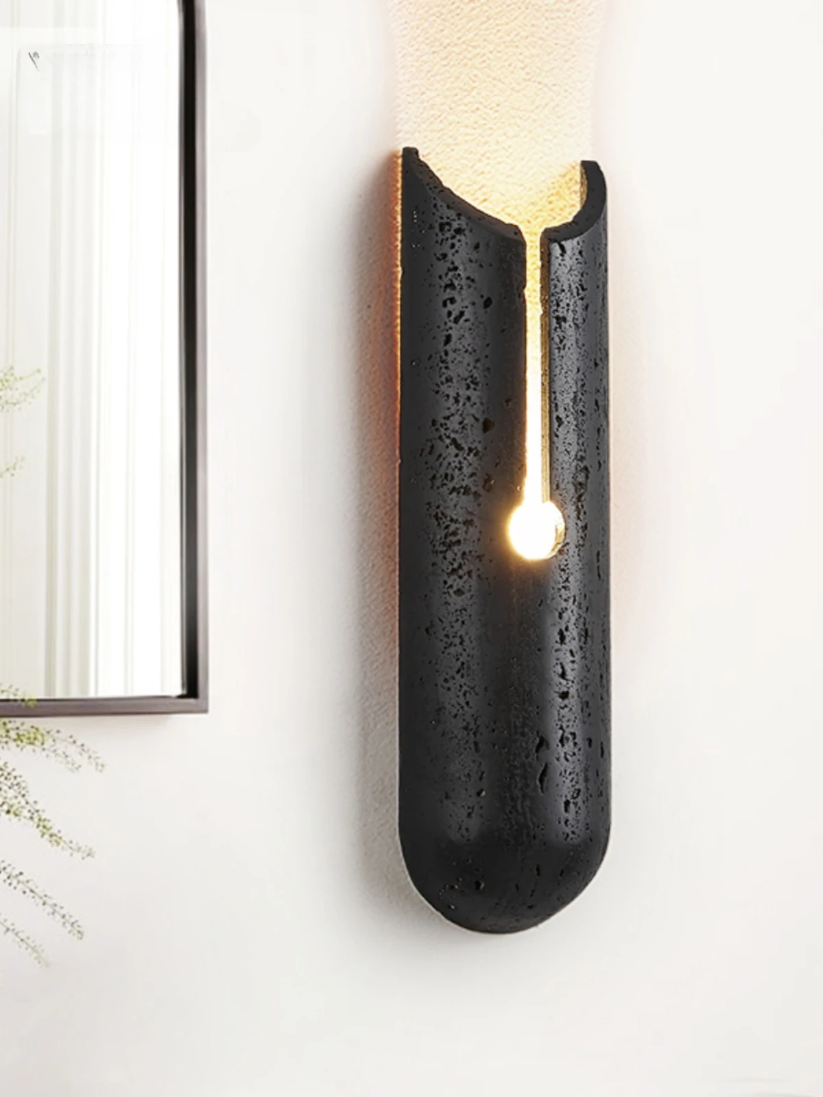 Italian minimalist bedroom bedside wall lamp, black hole stone, modern minimalist black creative living room, dining room