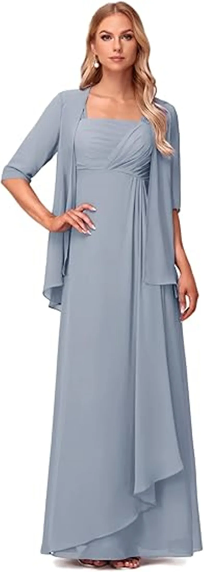 Elegante mãe da noiva vestido jaqueta sem mangas uma linha formal vestido de noite vestido de convidado de casamento vestidos de gala personalizado