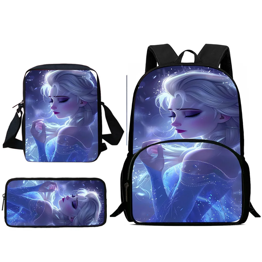 3Pcs Set Frozen Princess Elsa Child Backpacks Shoulder Bag Pencil Case Pupil Large Capacity School Bags for Boys Girls Best Gift