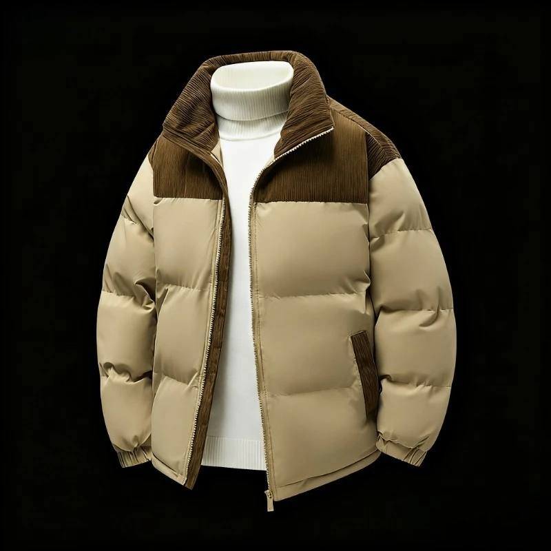 M072 Пуховик, Зимняя утолщенная хлопковая куртка, Модный новый стиль, Повседневная верхняя одежда, Воротник-стойка, Универсальная хлопковая куртка-топ