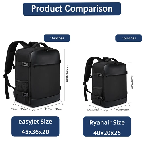 Imagen 2 del producto Ryanair 40x20x25 y easyjet 45x36x20 bolsa de cabina mochila de viaje mochila para ordenador portátil unisex mochila de viaje al aire libre estudiante.