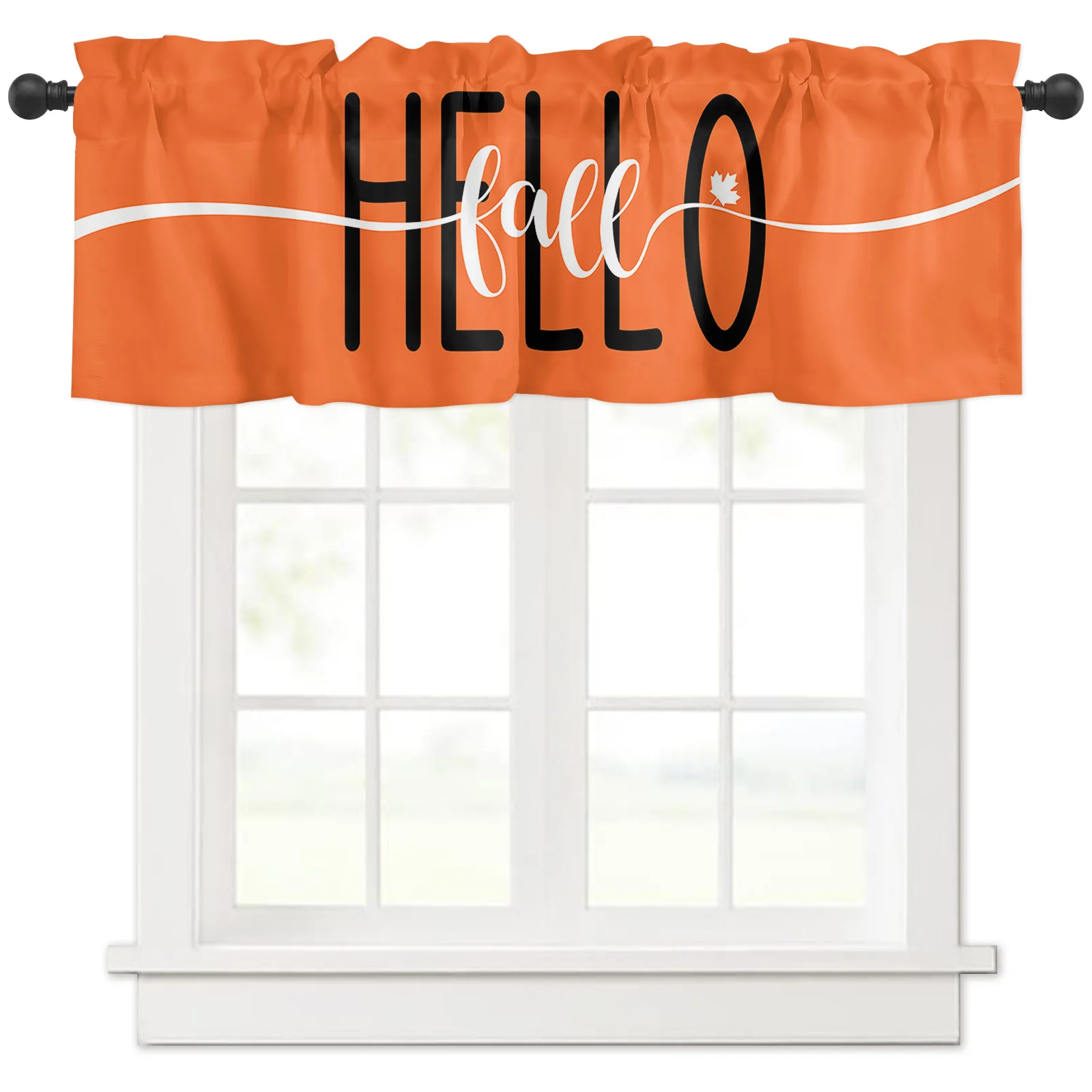 ZEDLIYU Valances for Windows Kitchen Living Room Small Window Valance Autumn Hello Pumpkin 1 Panel, 42 x 12 Inch