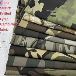 Elastic Camouflage Fabric Knitted Lycra Cotton By The Meter for Clothing Coats Sewing Summer Thin Textile Green Cloth Drape Soft