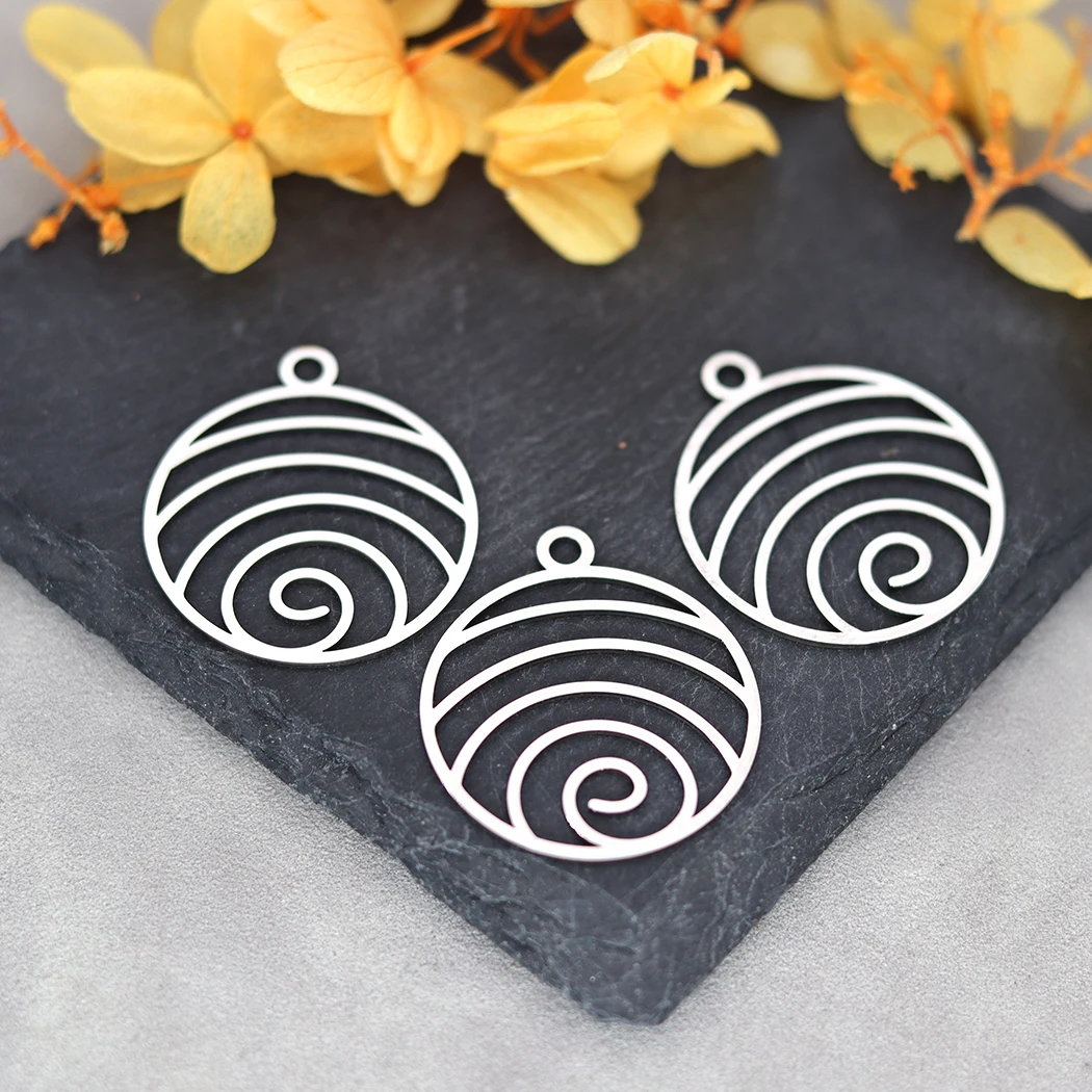 3pcs Minimalist Sprial Line Charms for Jewelry Making Trendy Earrings Necklace Women Stainless Steel Pendant diy Accessories