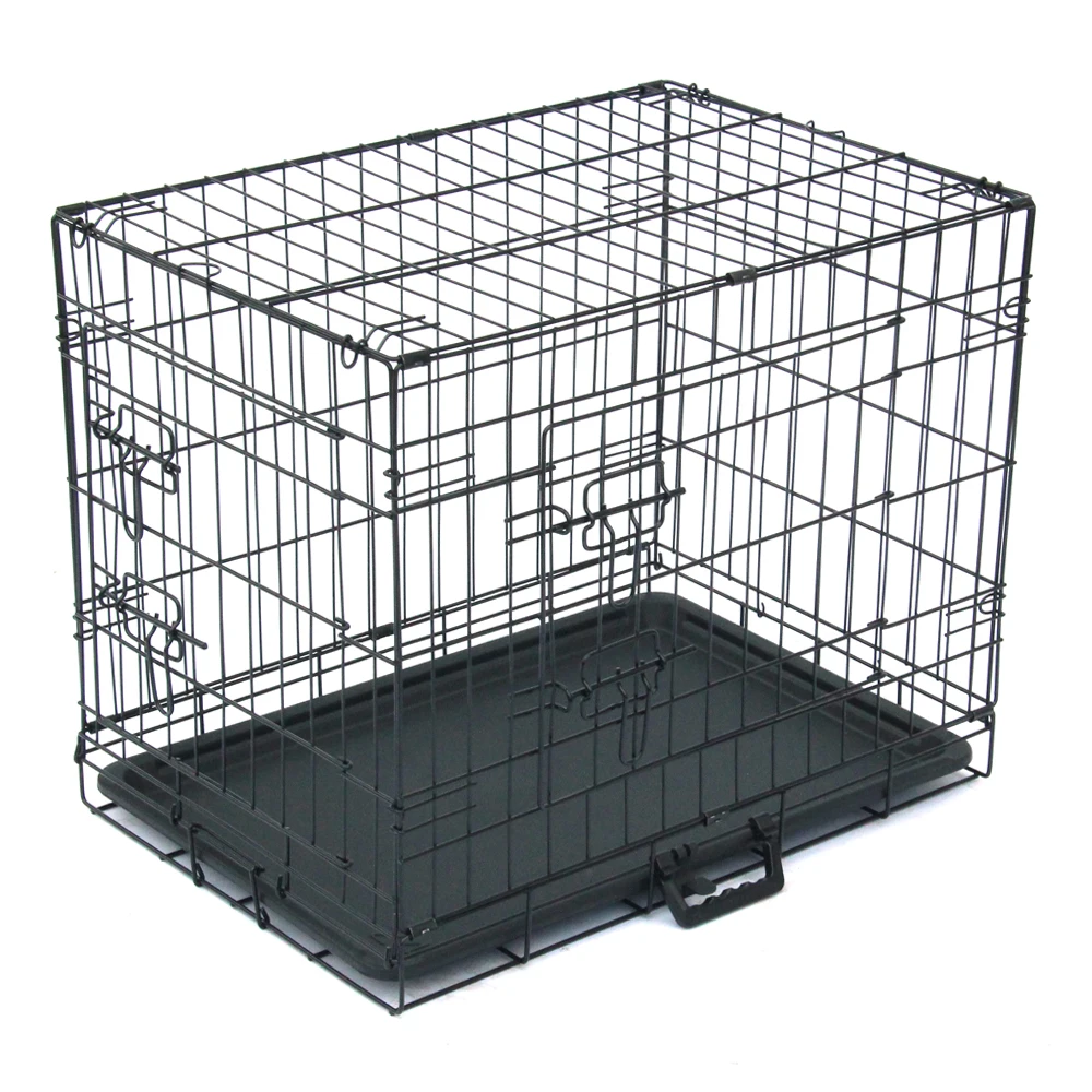 

24" Pet Kennel Cat Dog Folding Steel Crate Animal Playpen Wire Metal