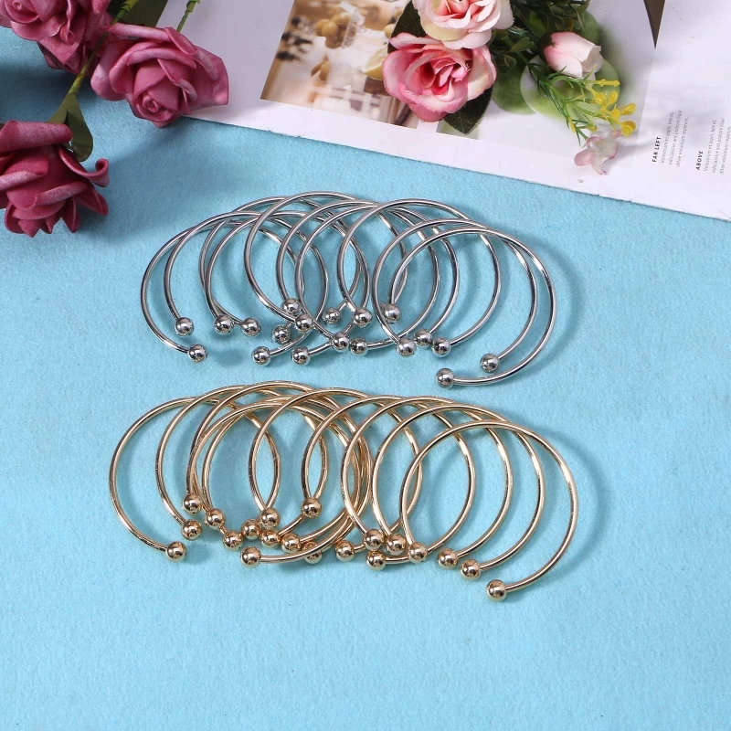 

10Pieces White Silver Plated Bangle Bracelet Screw End Ball Cuff Charm Beads DIY Jewelry for Women Men Cuff Bangle Gifts