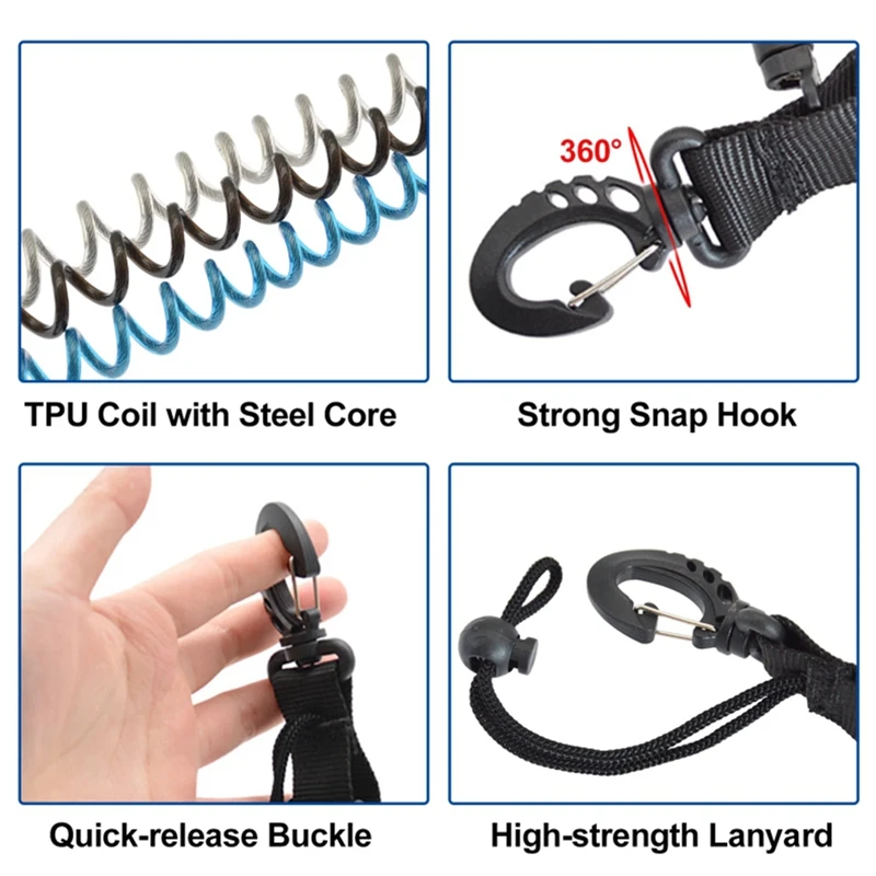 Underwater Equipment Diving Camera Loss Rope BCD Telescopic Lanyard TPU Spring Steel Wire Anti-Lost Rope