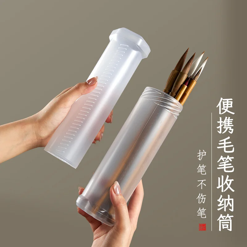 

4pcs Extendable Transparent Storage Tubes Adjustable Brush Holders For Watercolor Pens Detailing Tools Spiral Organizer Case